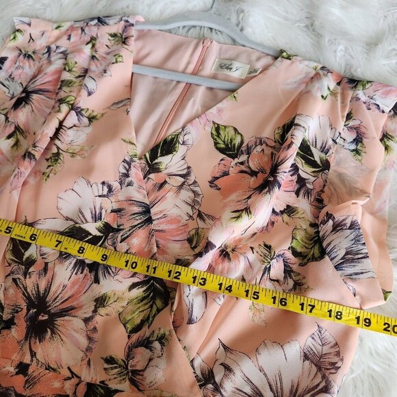 Eliza J Maxi Dress Womens‎ 18 Pink Floral Ruffle High Low Blush V-Neck Spring - Picture 6 of 16